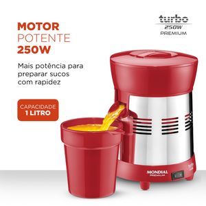 Espremedor de Laranja Bivolt Premium Turbo Vermelho 250W - E-24 - Mondial