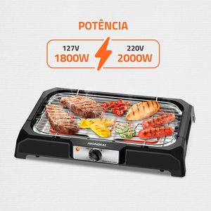 Churrasqueira Elétrica Grand Steal & Grill Preto 220V 2000W - CH-05 - Mondial
