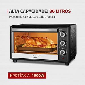 Forno Elétrico Mondial Family FR-17 36 Litros Preto 1600W 220V