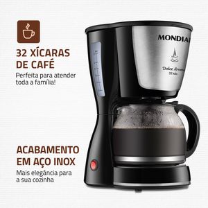 Cafeteira Elétrica para 32 Xícaras Dolce Arome Preto - C-32 - Mondial