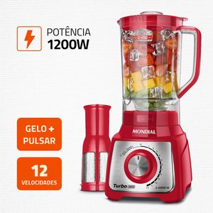 Liquidificador com 12 Velocidades Vermelho 3 Litros 220V 1200W - L1200 RI - Mondial