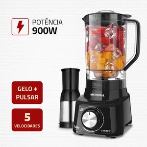 Liquidificador com 5 Velocidades Turbo L-900 W Preto 220V 900W - L-900-FB - Mondial