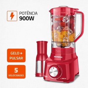 Liquidificador com 5 Velocidades Turbo L-900 W Vermelho 220V 900W - L-900-FR - Mondial