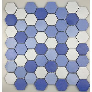 Pastilha 30,5x3,05 Eco Hexagonal Light Blue Blend Vidro Real