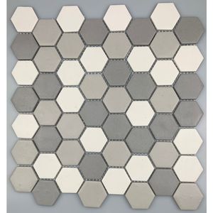 Pastilha 30,5x30,5 Eco Hexagonal Light Gray Blend Vidro Real