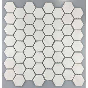 Pastilha 30,5x30,5 Eco Hexagonal Snow White Vidro Real