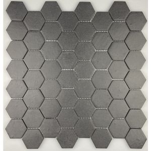 Pastilha 30,5x30,5 Eco Hexagonal Iron Gray Vidro Real