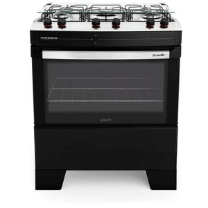 Fogão a Gás 5 Bocas Vetro com Mesa de Vidro e Acendimento Automático Piacere Preto Fosco Bivolt - 601230003 - Mueller