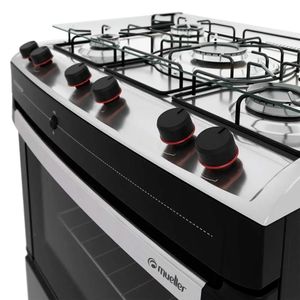 Fogão a Gás 5 Bocas Vetro com Mesa de Vidro e Acendimento Automático Piacere Preto Fosco Bivolt - 601230003 - Mueller