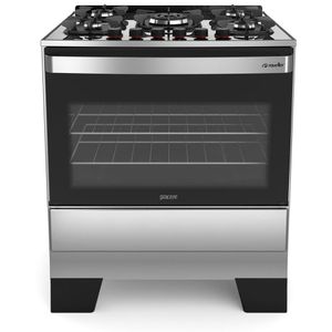 Fogão Mueller 5 Bocas Piacere Vetro Automático Mesa de Vidro Tripla Chama Inox Bivolt