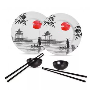 Kit 6 Peças para Comida Japonesa Japanese Colection Preto - 1177-011 - Alleanza