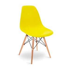 Cadeira  Eames com base de madeira e assento amarelo - Hasiera