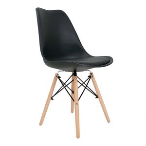 Cadeira com Assento Almofadado Eames Eiffel Preta - Hasiera
