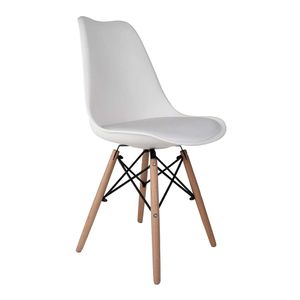Cadeira com Assento Almofadado Eames Eiffel Branca - Hasiera