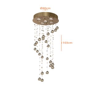 Plafon Bronzearte Crystal Spiral Gold 5xGU10 Âmbar