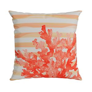 Almofada Decorativa Quadrada Náutica Alga Listras 140 Laranja 43X43CM - Belchior