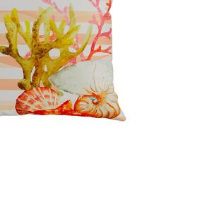 Almofada Decorativa Quadrada Náutica Caramujo Listras141 Laranja 43X43CM - Belchior