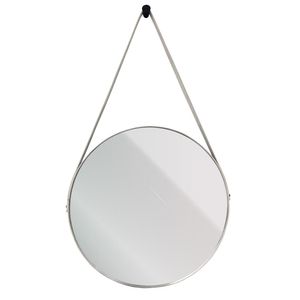 Espelho Redondo Decorativo Suspenso com Alça Branco 60CM - Arte Própria