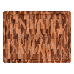 Tábua Retângular para Churrasco em Madeira Teca Invertida de Servir Rost 45X34CM - 13460351 - Tramontina
