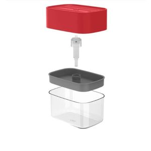 Dispenser Ou de Detergente Porta Esponja Trium 10,5 x 15 x 10 CM PP + OS Vermelho Fechado