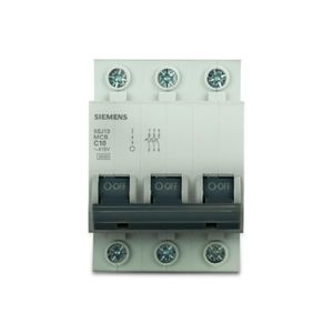 Disjuntor Siemens Tripolar Curva C 10A 3Ka 220/380V Branco