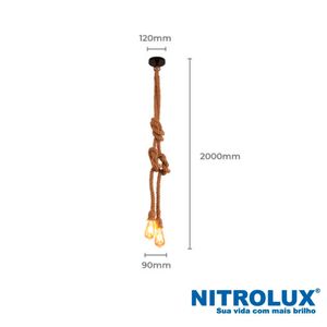Pendente Corda 2M 2 Bocais E27X2 - 5245 - Nitrolux