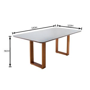Mesa em Madeira com Vidro Floripa Cinamomo 1,80X1,00M - Matos e Lopes