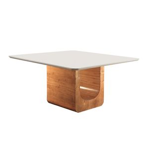 Mesa em Madeira com Vidro Copa Carvalho 1,50X1,50M - Matos e Lopes
