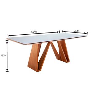 Mesa em Madeira com Vidro Montana Carvalho 2,40X1,20M - Matos e Lopes