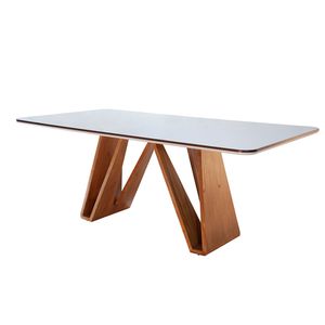 Mesa em Madeira com Vidro Montana Carvalho 1,80X1,00M - Matos e Lopes