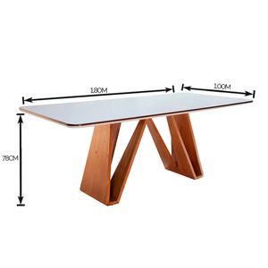 Mesa em Madeira com Vidro Montana Carvalho 1,80X1,00M - Matos e Lopes