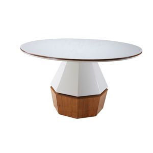 Mesa em Madeira com Vidro Esmeralda Carvalho1,50x1,50M - Matos e Lopes