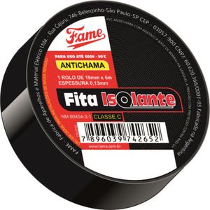 Fita Isolante Fame De Uso Geral Preta 19mmX5mX0,13mm
