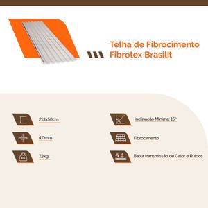 Telha de fibrocimento ondulada 2,13m x 50cm 4mm - Brasilit
