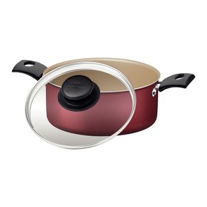Caçarola em Alumínio Antiaderente com Tampa de Vidro Starflon Max Turim Vermelho 4,9L 24CM - 20261724 - Tramontina