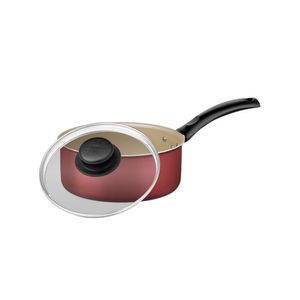Panela em Alumínio Antiaderente com Tampa de Vidro Starflon Max Turim Vermelho 2,8L 20CM - 20262720 - Tramontina