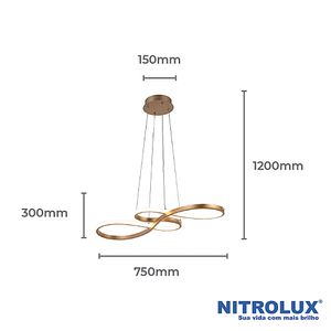 Pendente com Base SMD Bronze 40W de 3000K à 6000K - LP016A - Nitrolux