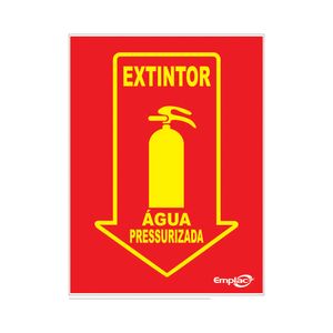 Placa Sinalizadora Emplac Extintor de Água Pressurisada 20 x 15cm