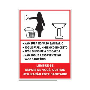 Placa Sinalizadora Emplac Mantenha o Banheiro Limpo Feminino 20 x 15cm