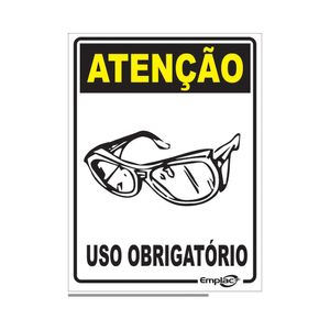 Placa Sinalizadora Emplac Uso Obrigatório de Óculos ps 20 x 15cm