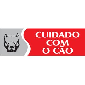 Placa Sinalizadora Emplac Cuidado Com Cão Vermelha ps 30 x 9cm