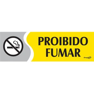 Placa Sinalizadora Emplac Proibido Fumar Amarela ps 30 x 9cm