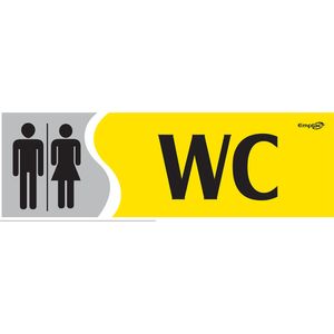 Placa Sinalizadora Emplac WC Misto Amarela ps 30 x 9cm