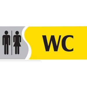Placa Sinalizadora Emplac WC Misto Amarela ps 20 x 7cm