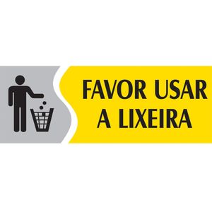 Placa Sinalizadora Emplac Favor Usar a Lixeira Amarela ps 20 x 7cm