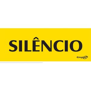 Placa Sinalizadora Emplac Silencio Amarela ps 20 x 7cm