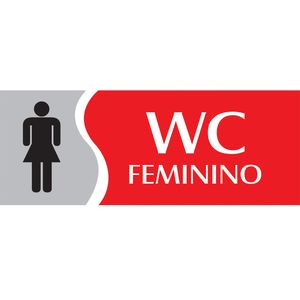 Placa Sinalizadora Emplac WC Feminino Vermelha ps 20 x 7cm