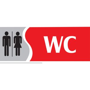 Placa Sinalizadora Emplac WC Misto Vermelha ps 20 x 7cm