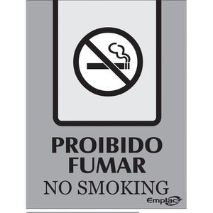 Placa Sinalizadora Emplac Proibido Fumar Prata Português/Inglês 20 x 15cm
