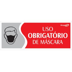 Placa Sinalizadora Emplac Uso Obrigatório de Máscara 20 x 7cm 1 un